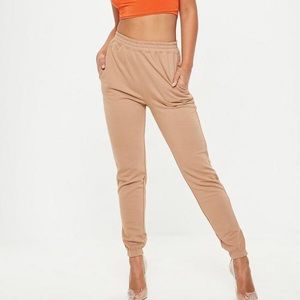 Tan jogger sweat pants from Missguided